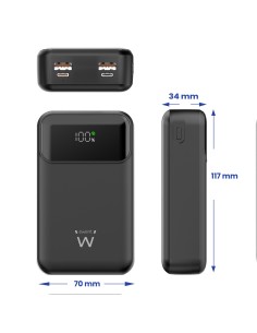 Ewent Power Bank de 65W y 20,000 mAh – Batería Externa de Carga Rápida con Entrada y Salida USB-C 2