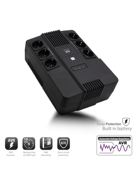 Ewent EW3945 sistema de alimentación ininterrumpida (UPS) Línea interactiva 0,6 kVA 360 W 1 salidas AC