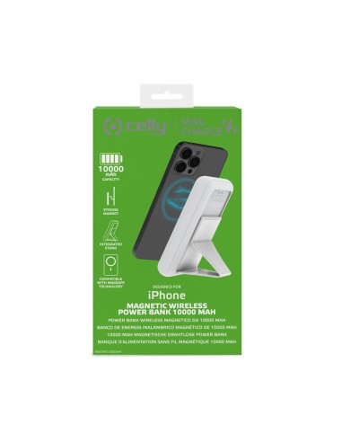 Celly MAGPB10000WH batería externa 10000 mAh Cargador inalámbrico Blanco
