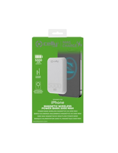 Celly MAGPB5000EVOWH batería externa 5000 mAh Cargador inalámbrico Blanco