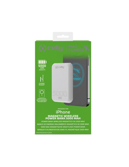 Celly MAGPB5000EVOWH batería externa 5000 mAh Cargador inalámbrico Blanco