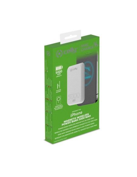 Celly MAGPB5000EVOWH batería externa 5000 mAh Cargador inalámbrico Blanco