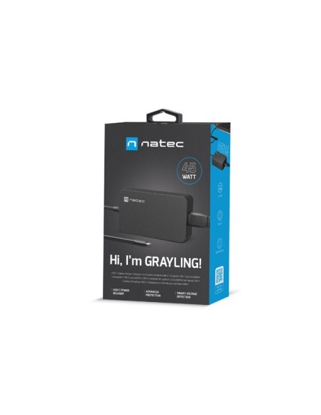 NATEC Grayling USB-C 45W adaptador e inversor de corriente Universal Negro