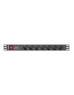 Lanberg PDU-07F-0200-BK unidad de distribución de energía (PDU) 7 salidas AC 1U Negro 2