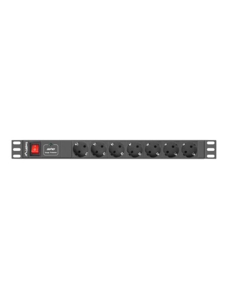 Lanberg PDU-07F-0200-IEC-BK unidad de distribución de energía (PDU) 7 salidas AC 1U Negro