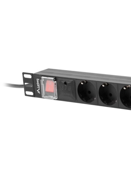 Lanberg PDU-08F-0200-BK unidad de distribución de energía (PDU) 8 salidas AC 1U Negro