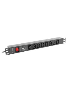 Lanberg PDU-08I-0200-C20-BK unidad de distribución de energía (PDU) 8 salidas AC 1U Negro 2