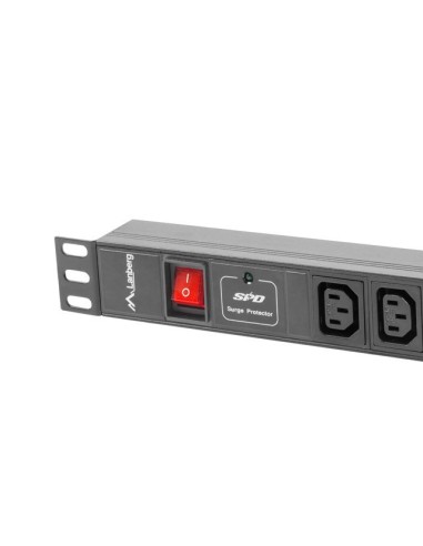 Lanberg PDU-08I-0200-C20-BK unidad de distribución de energía (PDU) 8 salidas AC 1U Negro