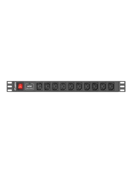 Lanberg PDU-10I-0200-IEC-BK unidad de distribución de energía (PDU) 10 salidas AC 1U Negro