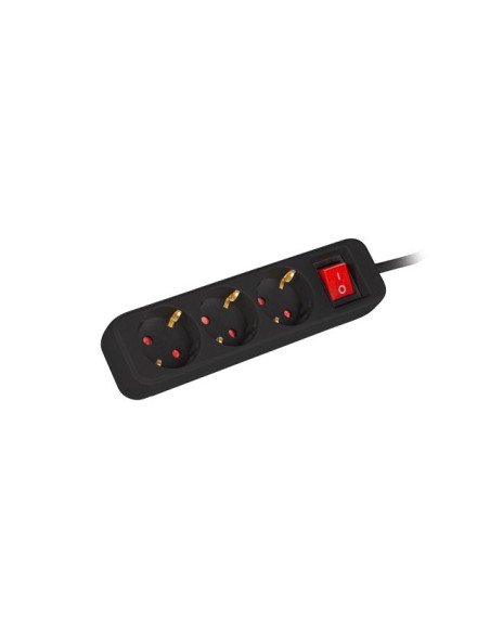 Lanberg PS1-03F-0150-BK base múltiple 1,5 m 3 salidas AC Interior Negro