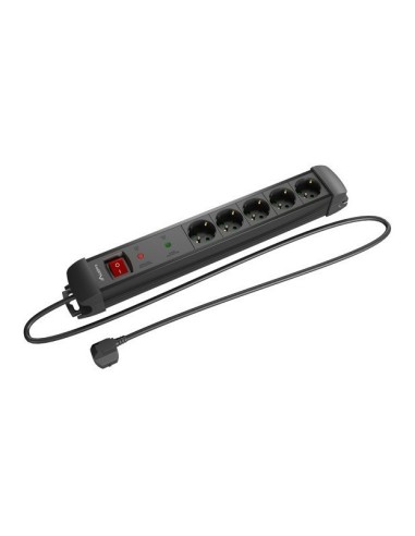 Lanberg SP1-05F-0150-BK base múltiple 1,5 m 5 salidas AC Interior Negro