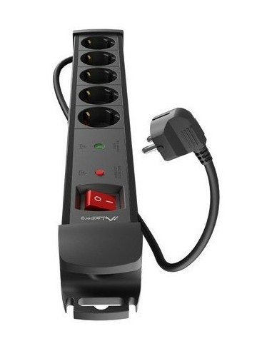 Lanberg SP1-05F-0500-BK base múltiple 5 m 5 salidas AC Interior Negro