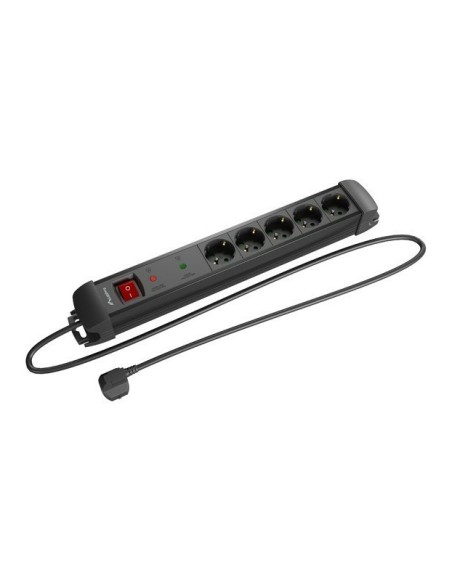 Lanberg SP1-05F-0500-BK base múltiple 5 m 5 salidas AC Interior Negro