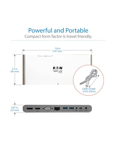 Tripp Lite U442-DOCK4-INT base para portátil y replicador de puertos Alámbrico USB 3.2 Gen 2 (3.1 Gen 2) Type-C Gris