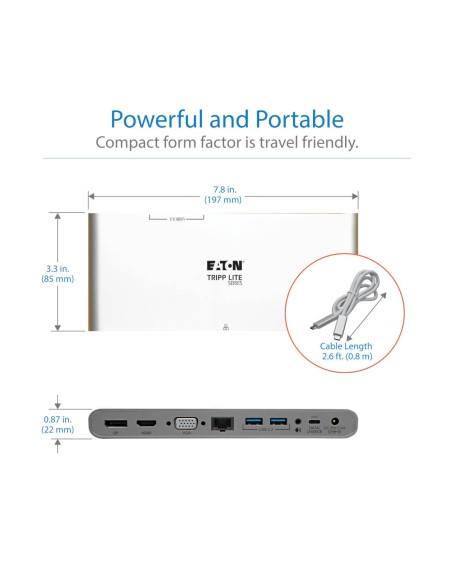 Tripp Lite U442-DOCK4-INT base para portátil y replicador de puertos Alámbrico USB 3.2 Gen 2 (3.1 Gen 2) Type-C Gris