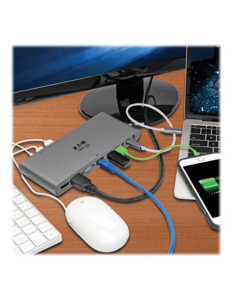 Tripp Lite U442-DOCK4-INT base para portátil y replicador de puertos Alámbrico USB 3.2 Gen 2 (3.1 Gen 2) Type-C Gris