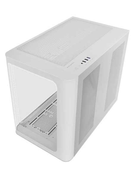 Mars Gaming MC-FUSION, Caja Gaming ATX, Ventana Lateral Completa y Frontal Curvo Cristal Templado Continuo, Semitorre PC Doble