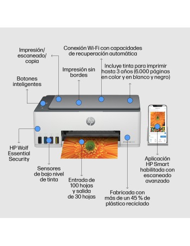 HP Smart Tank 5105 Inalámbrico All-in-One Color Impresora, Fotocopiadora, escáner