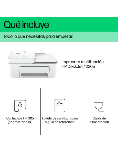 HP DeskJet 4220e Inalámbrico All-in-One Color Impresora, Instant Ink Fotocopiadora, escáner