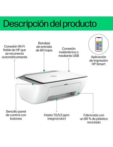HP DeskJet 2820e Inalámbrico All-in-One Color Impresora, Fotocopiadora, escáner
