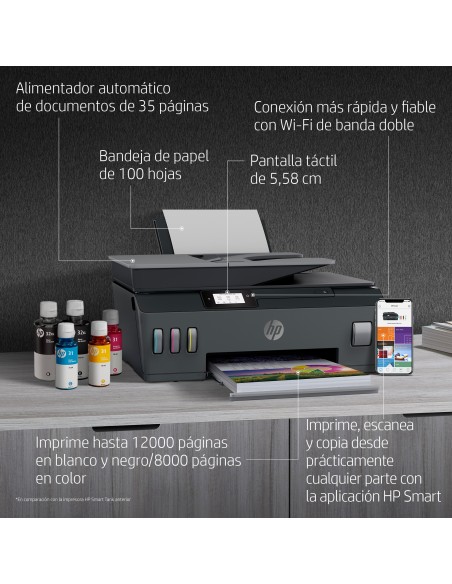 HP Smart Tank Plus 570 Inalámbrico All-in-One Color Impresora, Fotocopiadora, escáner