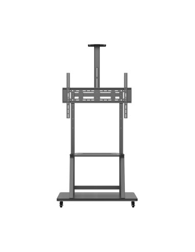 AISENS Soporte de Suelo ECO con Rueda, Bandeja para DVD y Soporte de Cámara para Monitor TV 150Kg de 37-100, Negro
