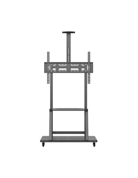 AISENS Soporte de Suelo ECO con Rueda, Bandeja para DVD y Soporte de Cámara para Monitor TV 150Kg de 37-100, Negro