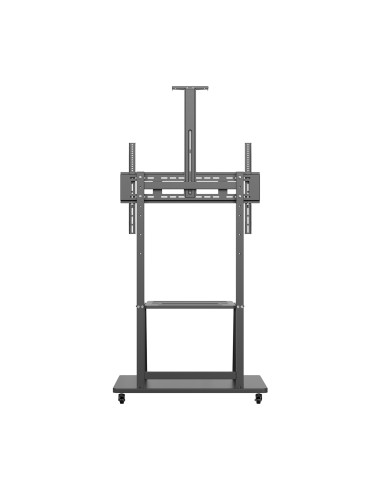 AISENS Soporte de Suelo ECO con Rueda, Bandeja para DVD y Soporte de Cámara para Monitor TV 150Kg de 37-100, Negro
