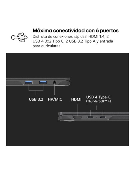 LG 14ZD90RU-G.AX55 ordenador portatil Intel® Core™ i5 i5-1334U Portátil 35,6 cm (14") WUXGA 16 GB LPDDR4x-SDRAM 512 GB SSD