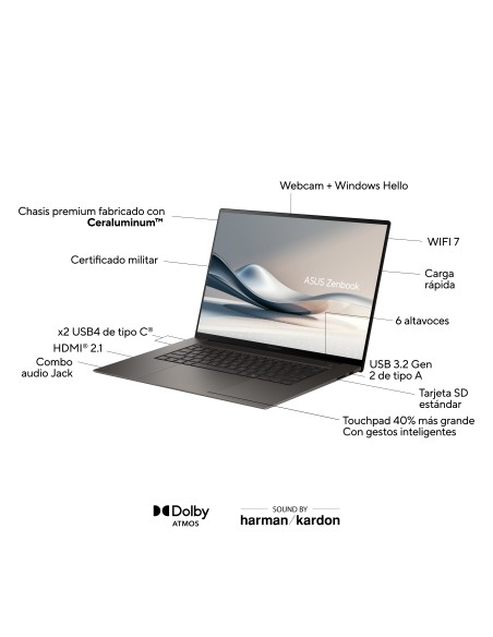 ASUS Zenbook S 16 OLED UM5606WA-RK320W Copilot+ PC - Ordenador Portátil 16" WQXGA+ 120Hz (AMD Ryzen AI 9 370, 32GB RAM, 1TB