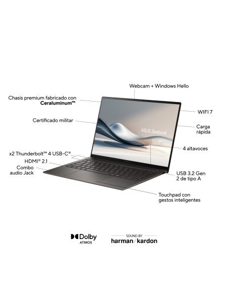 ASUS Zenbook S 14 OLED UX5406SA-PZ334W Copilot+ PC - Ordenador Portátil 14" 3K 120Hz (Intel Core Ultra 7 258V, 32GB RAM, 1TB