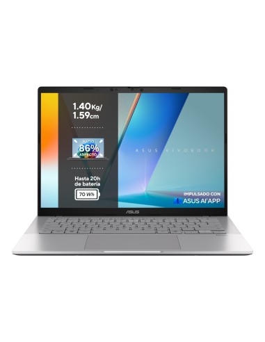 ASUS Vivobook S 14 S3407QA-KP015W - Ordenador Portátil 14" WQXGA (Qualcomm Snapdragon X (X1-26-100), 16GB RAM, 1TB SSD,