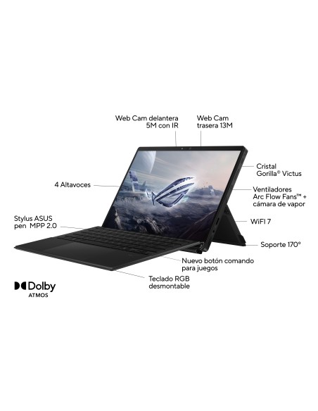 ASUS ROG Flow Z13 GZ302EA-RU008W - Ordenador Portátil Gaming de 13.4" 2.5K 180Hz (AMD Ryzen Al Max+ 395, 32GB RAM, 1TB SSD,