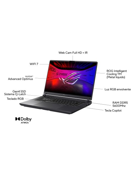ASUS ROG Strix G16 G615JPR-S5003 - Ordenador Portátil Gaming de 16" WQXGA 240Hz (Intel Core i7-14650HX, 32GB RAM, 1TB SSD,