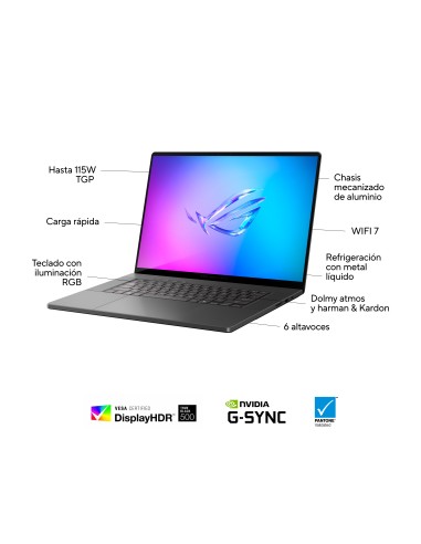 ASUS ROG Zephyrus G16 OLED GU605CX-QR113W - Ordenador Portátil Gaming de 16" WQXGA 240Hz (Intel Core Ultra 9 285H, 64GB RAM,