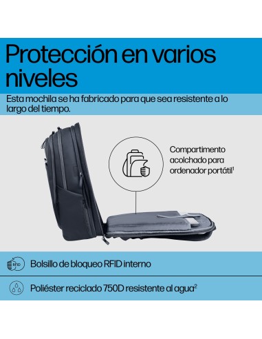 HP Mochila para portátil de 17 pulgadas Travel Plus 30L