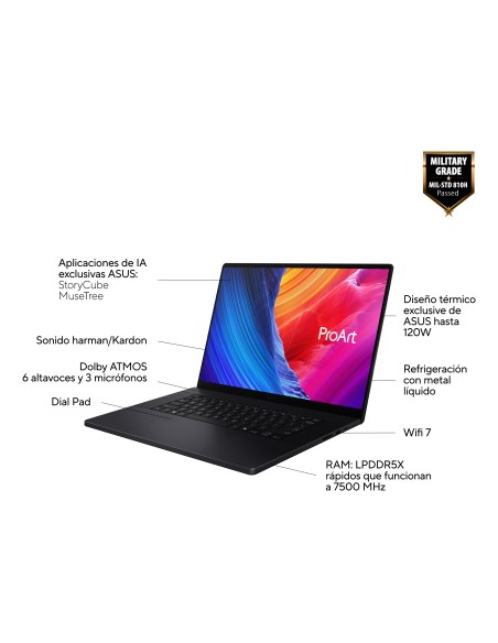 ASUS ProArt P16 OLED H7606WP-RJ079X Copilot+ PC - Ordenador Portátil 16" WQXGA+ 120Hz (AMD Ryzen AI 9 HX 370, 64GB RAM, 2TB
