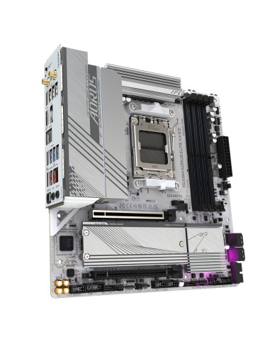 GIGABYTE B650M AORUS ELITE AX ICE Placa base - AMD Ryzen serie 9000, VRM de 12+2+2 fases, hasta 8000 MHz DDR5 (OC), 1xPCIe 5.0