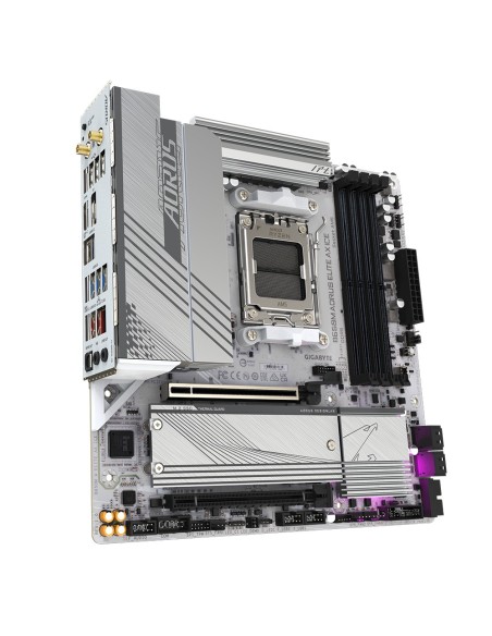 GIGABYTE B650M AORUS ELITE AX ICE Placa base - AMD Ryzen serie 9000, VRM de 12+2+2 fases, hasta 8000 MHz DDR5 (OC), 1xPCIe 5.0