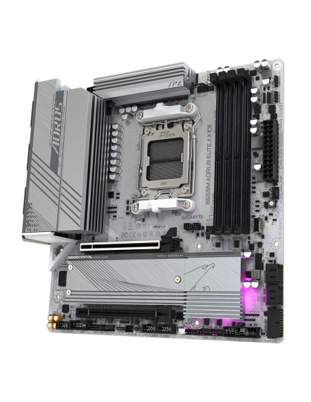 GIGABYTE B650M AORUS ELITE AX ICE Placa base - AMD Ryzen serie 9000, VRM de 12+2+2 fases, hasta 8000 MHz DDR5 (OC), 1xPCIe 5.0