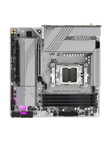 GIGABYTE B650M AORUS ELITE AX ICE Placa base - AMD Ryzen serie 9000, VRM de 12+2+2 fases, hasta 8000 MHz DDR5 (OC), 1xPCIe 5.0