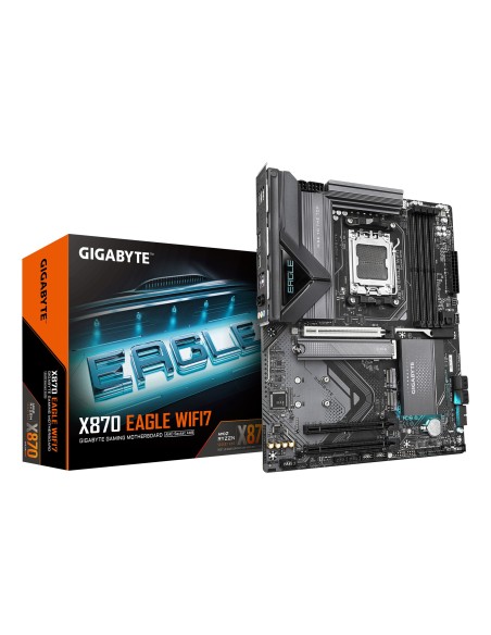 GIGABYTE X870 EAGLE WIFI7 Placa Base - Compatible con CPUs AMD Ryzen 9000, 14+2+2 fases VRM, hasta 8000MHz DDR5 (OC), 1xPCIe