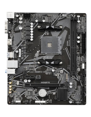 GIGABYTE Placa base A520M K V2 - Compatible con CPUs AMD Ryzen serie 5000 AM4, hasta 5100MHz DDR4 (OC), PCIe Gen3 x4 M.2, LAN
