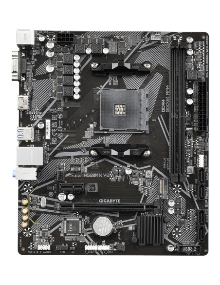 GIGABYTE Placa base A520M K V2 - Compatible con CPUs AMD Ryzen serie 5000 AM4, hasta 5100MHz DDR4 (OC), PCIe Gen3 x4 M.2, LAN