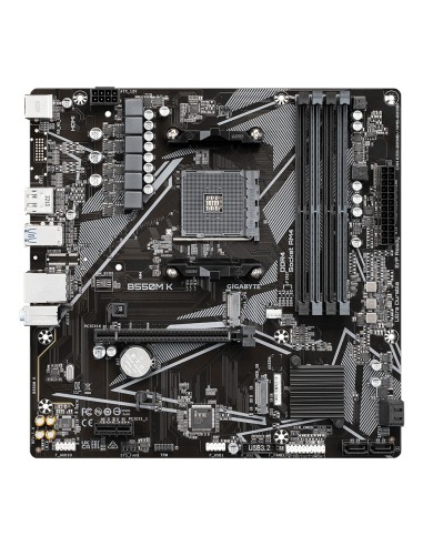 GIGABYTE B550M K Placa base - Procesadores AMD Ryzen 5000, hasta 4733 MHz DDR4, 1xPCIe 4.0 + 1xPCIe 3.0 M.2, LAN 1GbE, USB 3.2