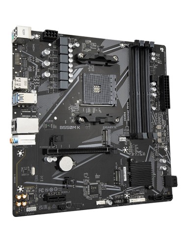 GIGABYTE B550M K Placa base - Procesadores AMD Ryzen 5000, hasta 4733 MHz DDR4, 1xPCIe 4.0 + 1xPCIe 3.0 M.2, LAN 1GbE, USB 3.2
