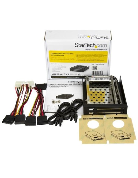 StarTech.com Rack Móvil Backplane de 2 Discos Duros HDD SATA 2,5" Pulgadas sin Bandeja Bahía 3,5"