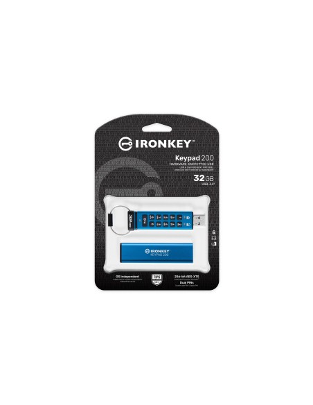 Kingston Technology IronKey Keypad 200 de 32 GB, FIPS 140-3 nivel 3 (pendiente) cifrado AES-256