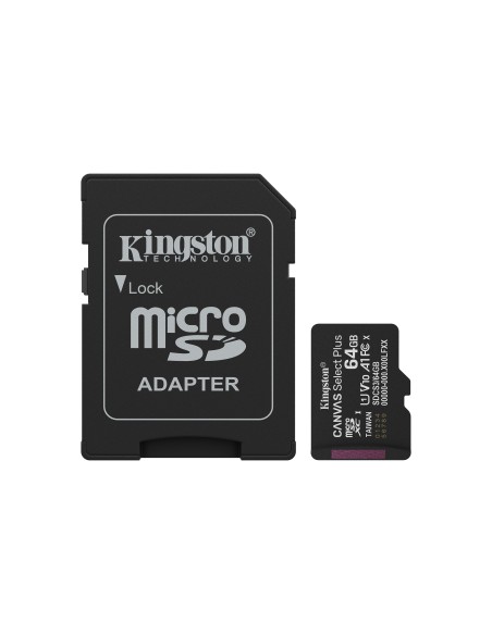 Kingston Technology 64GB microSDXC Canvas Select Plus Gen3 100MB s A1 (Incluye adaptador de SD)