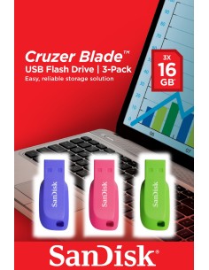 SanDisk Cruzer Blade 16GB unidad flash USB USB tipo A 2.0 Azul, Verde, Rosa 2